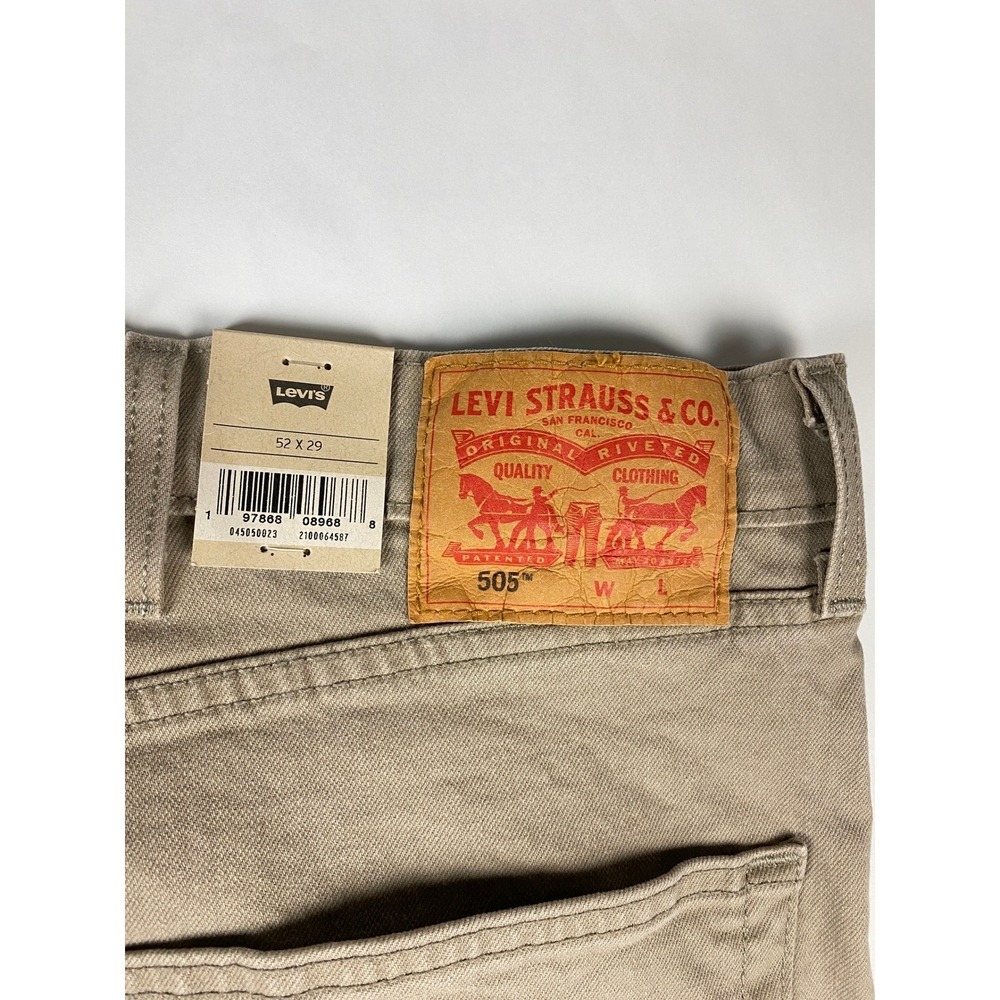 NWT Levi's 505 Big & Tall Jeans Mens 52x29 Stretch Denim Straight Leg Tan - Mark - Picture 4 of 14